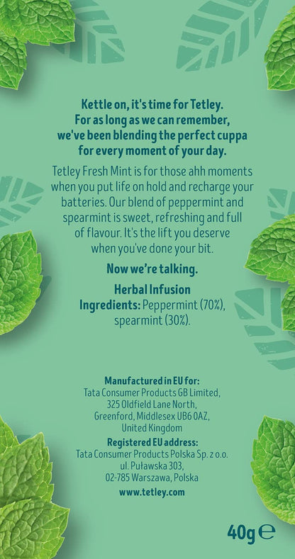 Tetley Herbal Fresh Mint Compostable Envelope Tea Bags 25's