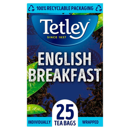 Tetley English Breakfast Individually Wrapped Envelopes 25's