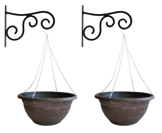Fixtures Copper Effect Large Garden Hanging Basket 37cm x 20cm