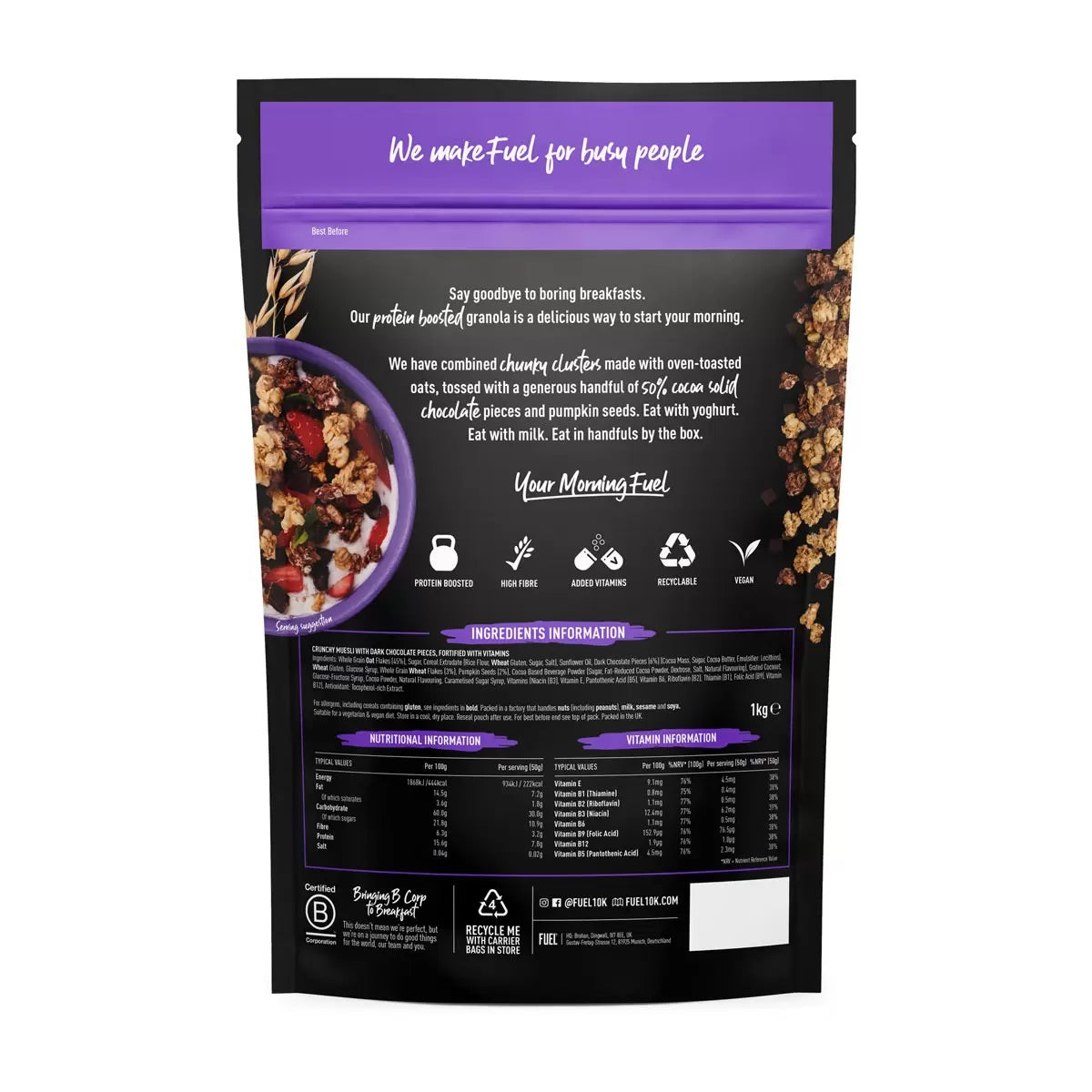 FUEL 10K Chocolate Chunks Protein Granola Breakfast Cereal | 1 x 1kg
