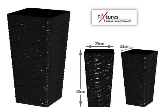 Fixtures Glaze Wave MEDIUM 42cm Planter {Black}