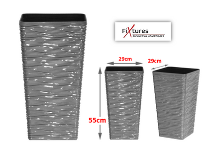 Fixtures Glaze Wave LARGE 55cm Planter {Grey}