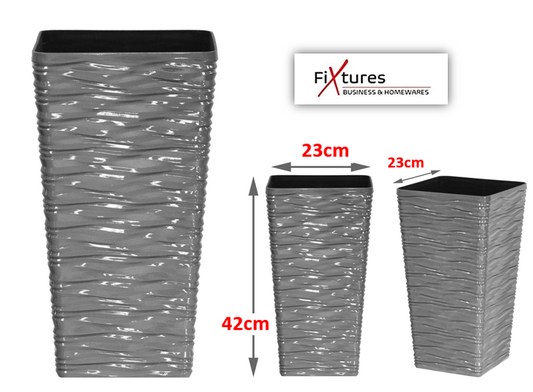 Fixtures Glaze Wave MEDIUM 42cm Planter {Grey}