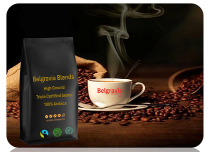 Belgravia High-Ground Blend 1kg Fairtrade/Organic & Rainforest Alliance Certified Coffee Beans, 100%