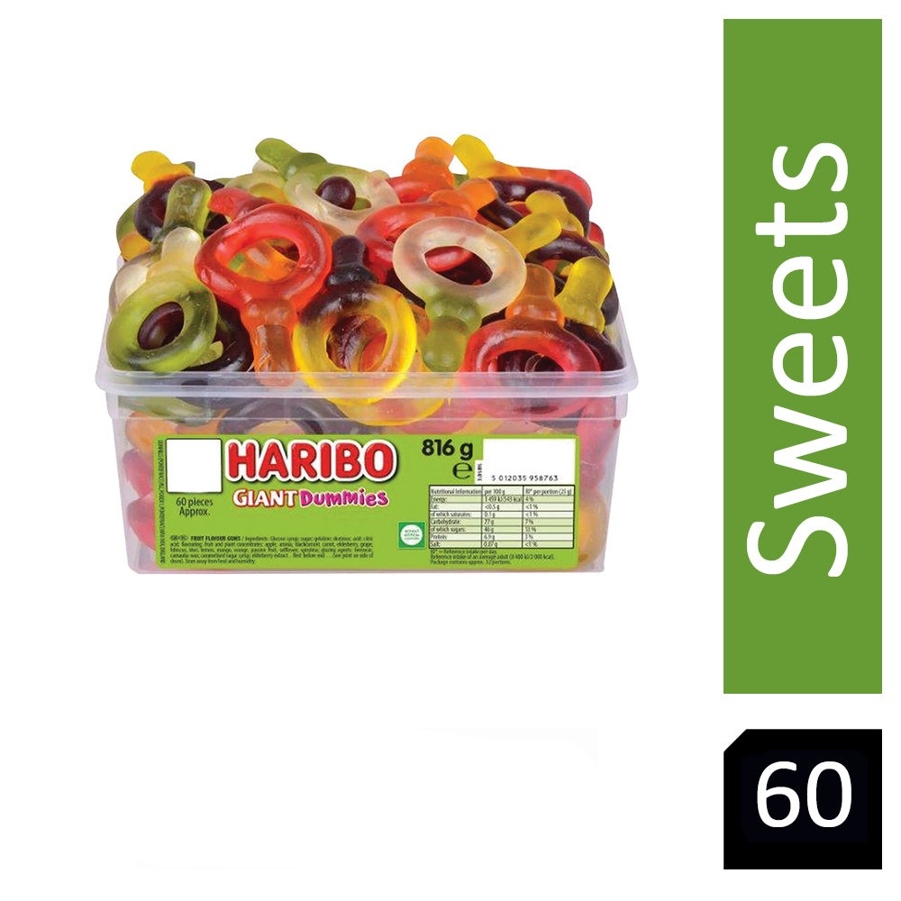 Haribo Giant Dummies Sweets Tub 60's - UK BUSINESS SUPPLIES