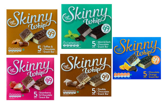 Multi Pack: Skinny Whips 5 Case of Each Per Box {25 Boxes, 125 Bars}