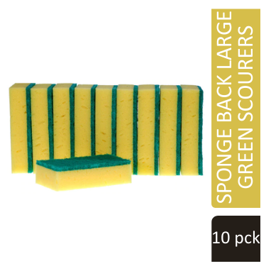 Janit-X Abrasive Sponge Back Large Green Scourers Pack 10's, {10-150 Scourers} - UK BUSINESS SUPPLIES