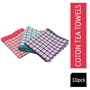 Janit-X Check Design Cotton Tea Towels 430x680mm (Pack of 10)