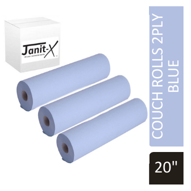Janit-X 20" 40m, Blue 2 Ply Hygiene Couch Roll - UK BUSINESS SUPPLIES