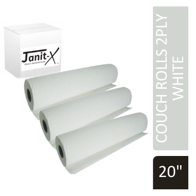 Janit-X 20 Inch White 2 Ply Hygiene Couch Roll Individually Wrapped for Hygiene