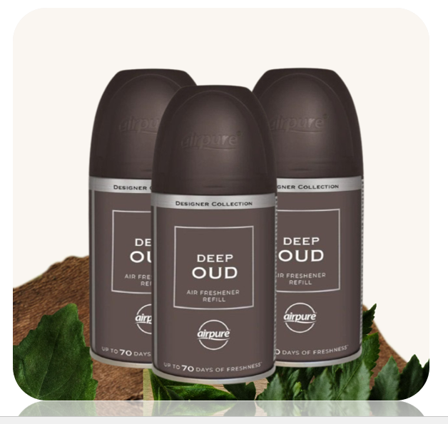 Airpure Designer Collection Air Freshener Deep Oud Automatic Refill 250ml