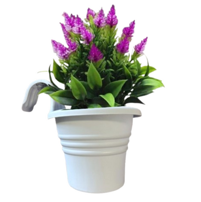 Fixtures Hang Easy Single Eco Planter | Fence or Balcony Hook on Planters | Pale Grey