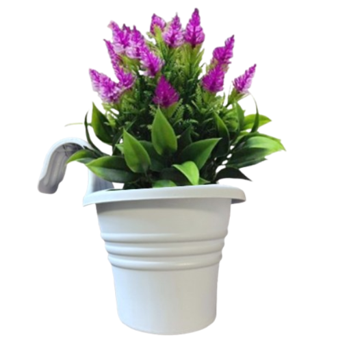 Fixtures Hang Easy Single Eco Planter | Fence or Balcony Hook on Planters | Pale Grey