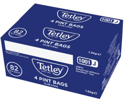 Tetley 4 Pint Bulk Brew Teabags | Catering Large Tea Bags | 82 Bulk 4 Pint Bags
