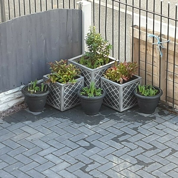 Strata Lazio Square Plastic Planter Plant Pot Grey 38cm - UK BUSINESS SUPPLIES