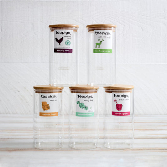 Teapigs mixed case glass storage jar bundle {6 Jar Pack}