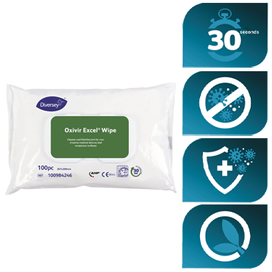 Diversey Oxivir Excel Wipes Flat Pack x  100's