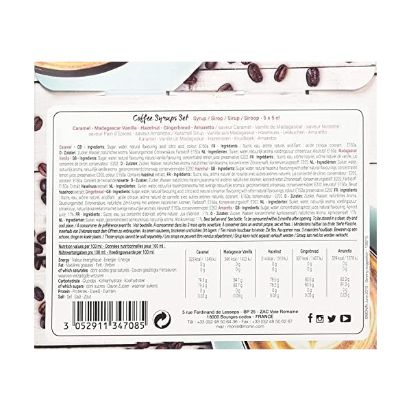 Monin Syrup Coffee Gift Set 5 Bottles x 5cl