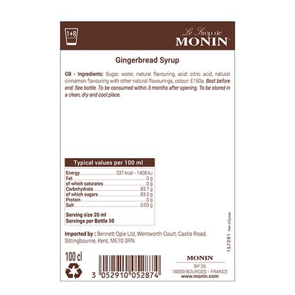 MONIN Premium Gingerbread Syrup 1L