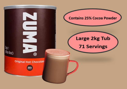 Zuma Original Hot Chocolate Powder 25% Cocoa 2kg 71 Servings Per Tub