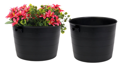 Strata Indoor or Outdoor Blacksmith Patio Planter 35cm , Black Wide Planters (121574)