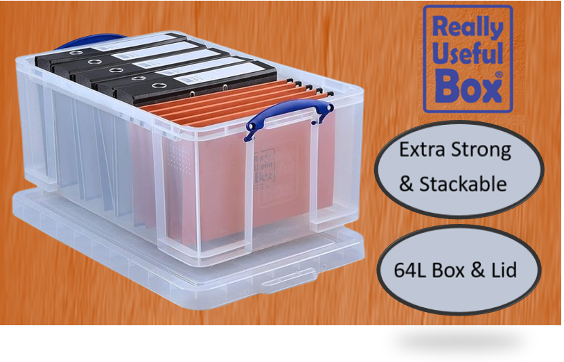 Really Useful 64L Plastic Storage Box W710xD440xH310mm Clear 64C