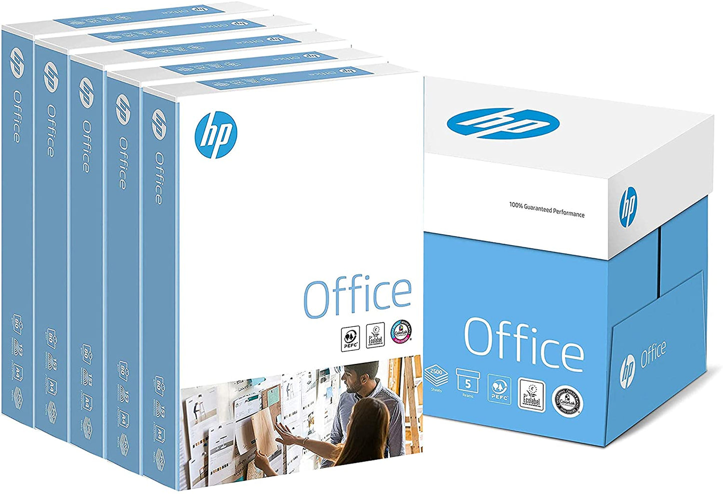 HP Printer Paper, Office A4 Paper, 210x297mm, 80gsm, 5 Ream Carton, 2500 Sheets - FSC Certified Copy Paper