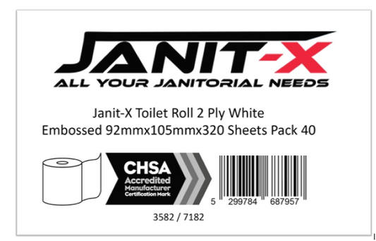 Janit-X Toilet Roll 2ply 320 Sheets XL Pack of 40's {CHSA Accredited Supplier}