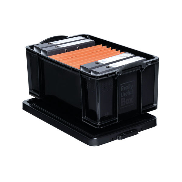 Really Useful Black Recycled Plastic Storage Box 64 Litre