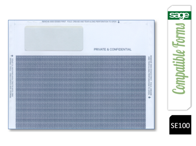 Sage {SE100} Compatible Tape Seal Payslip Mailers 100gsm (Pack of 500)