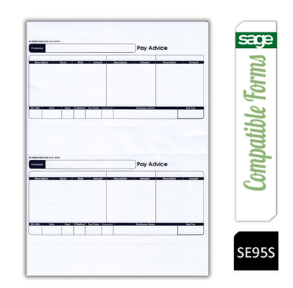 Sage (SE95S) Compatible 1-Part Laser Pay Advice Forms Pack 500's