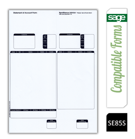 Sage (SE85S) Compatible A4 Statement/Remittance Advice Forms Pack 500's
