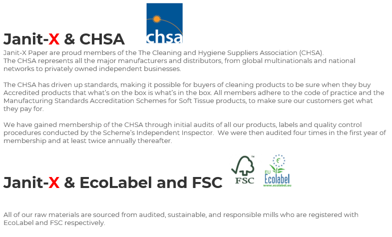 Janit-X Eco 100% Recycled XL Centrefeed Rolls White 6 x 150m CHSA Accredited