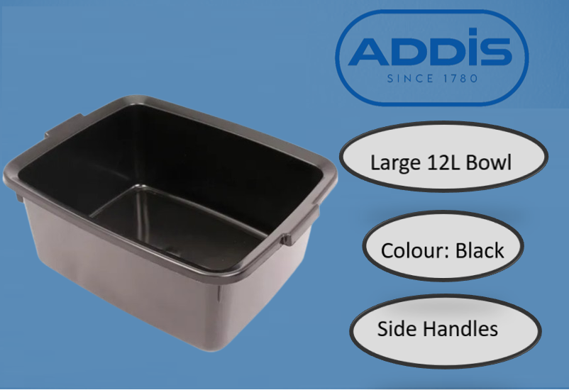 Addis Plastic Butler Large Rectangular Bowl, 12.5 Litre BLACK