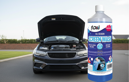 Flow 1L Screen Wash Concentrate | All Season Windscreen Cleaner | Protects to -5°C | Intensive Cleaning Formula