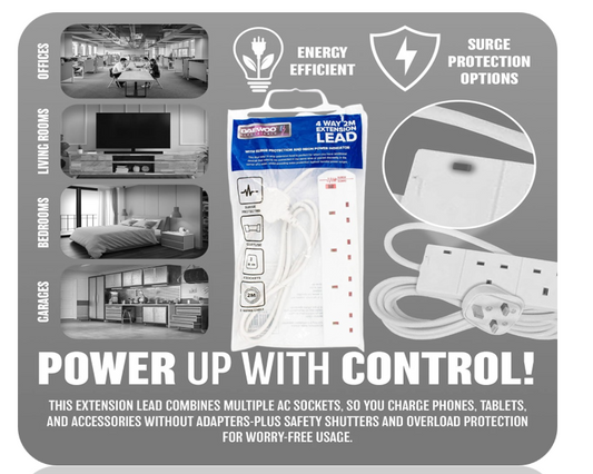 Daewoo 4 Gang 2 Metre Extension with Surge Protection