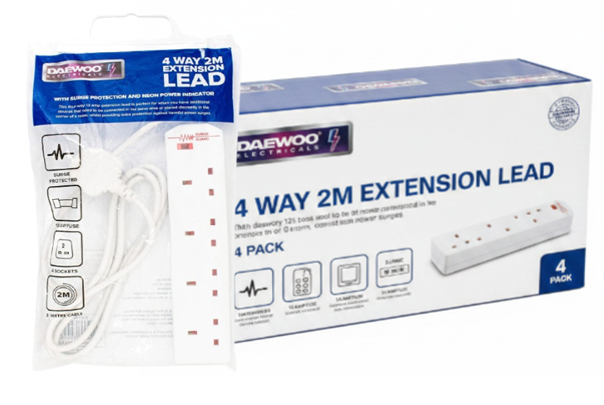 Daewoo 4 Gang 2 Metre Extension with Surge Protection