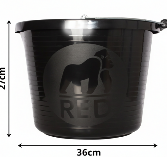 Red Gorilla Premium Builder's Bucket | 14 litre, 3 Gallon | 1 x Black