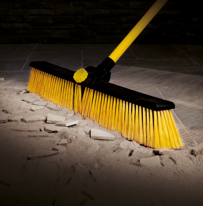 Bulldozer Heavy-duty Broom Clipped with Telescopic Handle 600mm (24in)