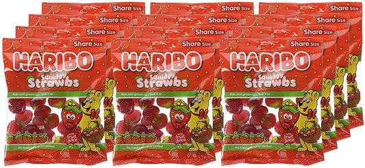 Haribo Squidgy Strawbs Sweets, 12 x 140g