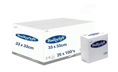 Bulky Soft Napkins White 100 2Ply 40cm x 40cm