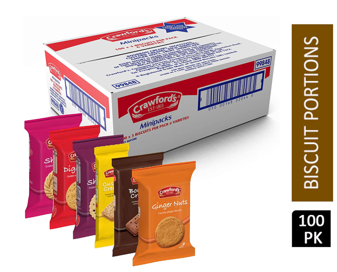 Crawfords Mini Packs Assorted Biscuits 100 Packs of 3 Biscuits - UK BUSINESS SUPPLIES