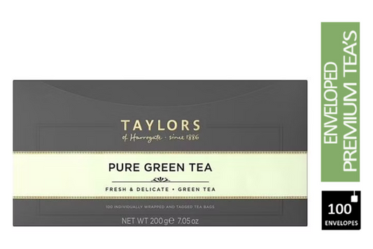 Taylors of Harrogate Delicate Pure Green Tea Enveloped Tea Pack 100’s