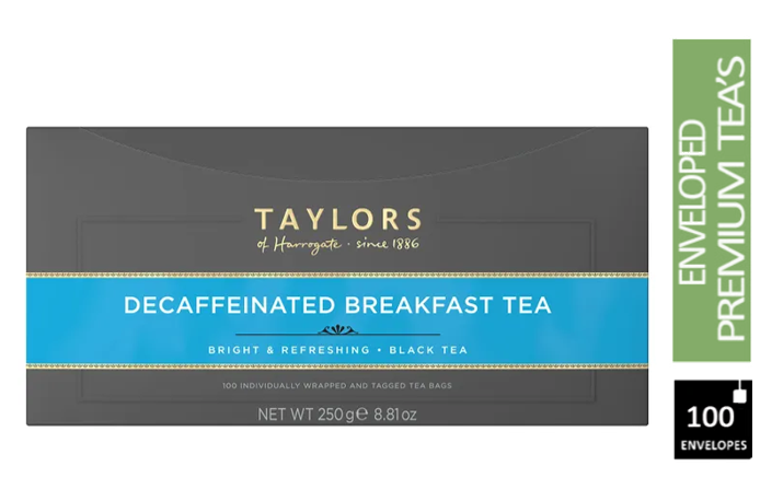 Taylors of Harrogate Decaf Breakfast Enveloped Tea Pack 100’s