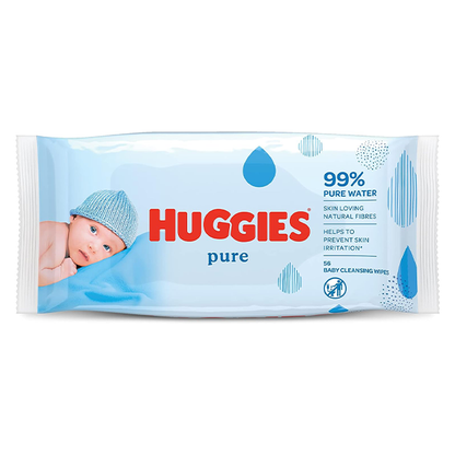 Huggies Pure Water Wipes 48's - Natural Wet Wipes 99% Pure Water