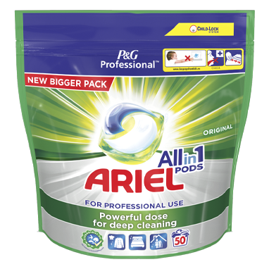 Ariel Professional Original All-In-1 Laundry Pods 50's, 100% Soluble