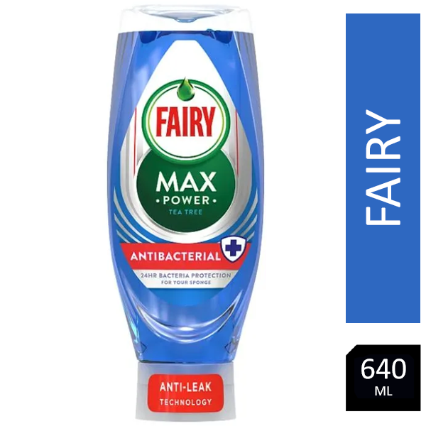 Fairy Washing Up Liquid Max Power Tea Tree Antibacterial 3 x 640ml