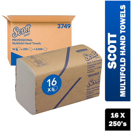 Scott Multifold Hand Towels 250 Sheet White, Pack of 16, {3749}
