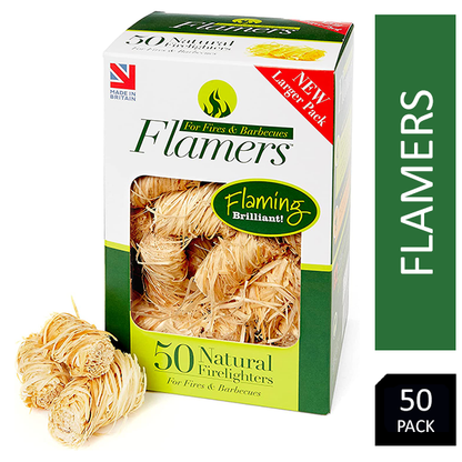 Flamers 50's Natural Stove-Barbecue BBQ or Firelighters New Larger 50-500Pack