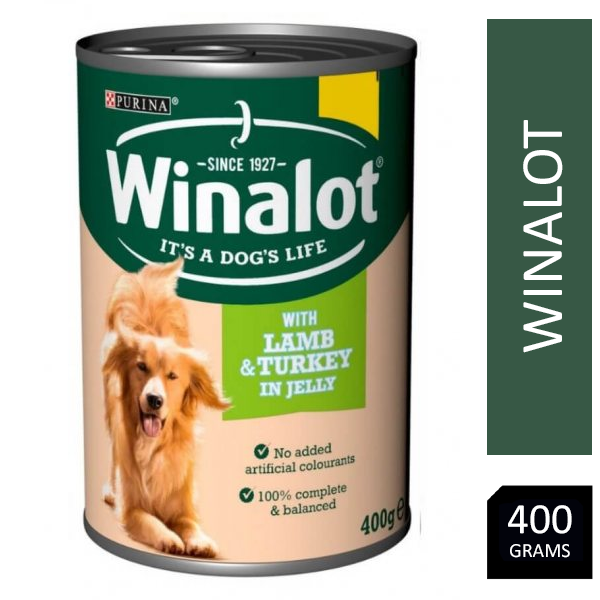 Winalot Adult Wet Dog Food Can with Lamb & Turkey in Jelly 12x400g